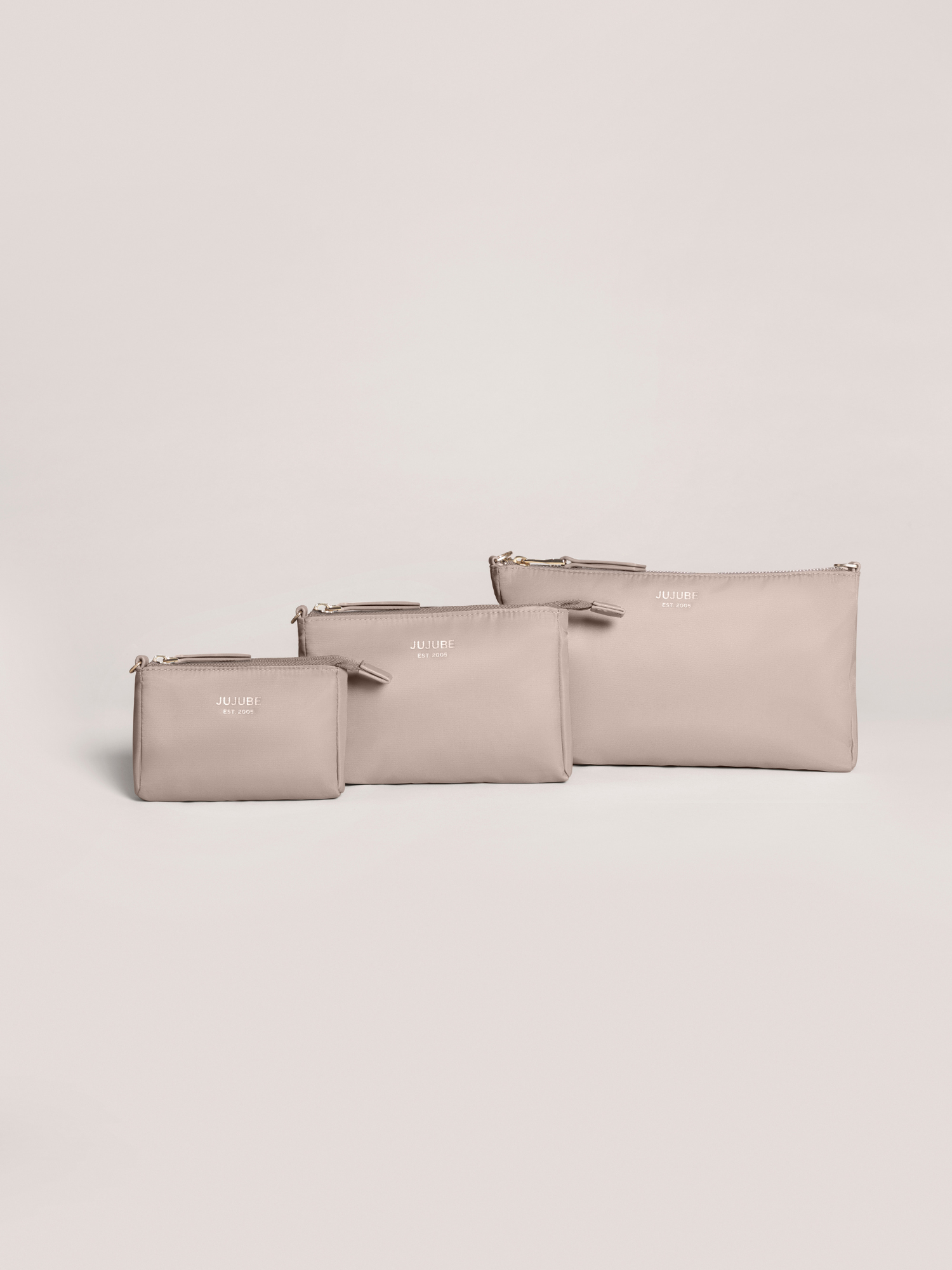 JuJuBe Signature 3-Piece Pouch Clutch Purse Set Taupe