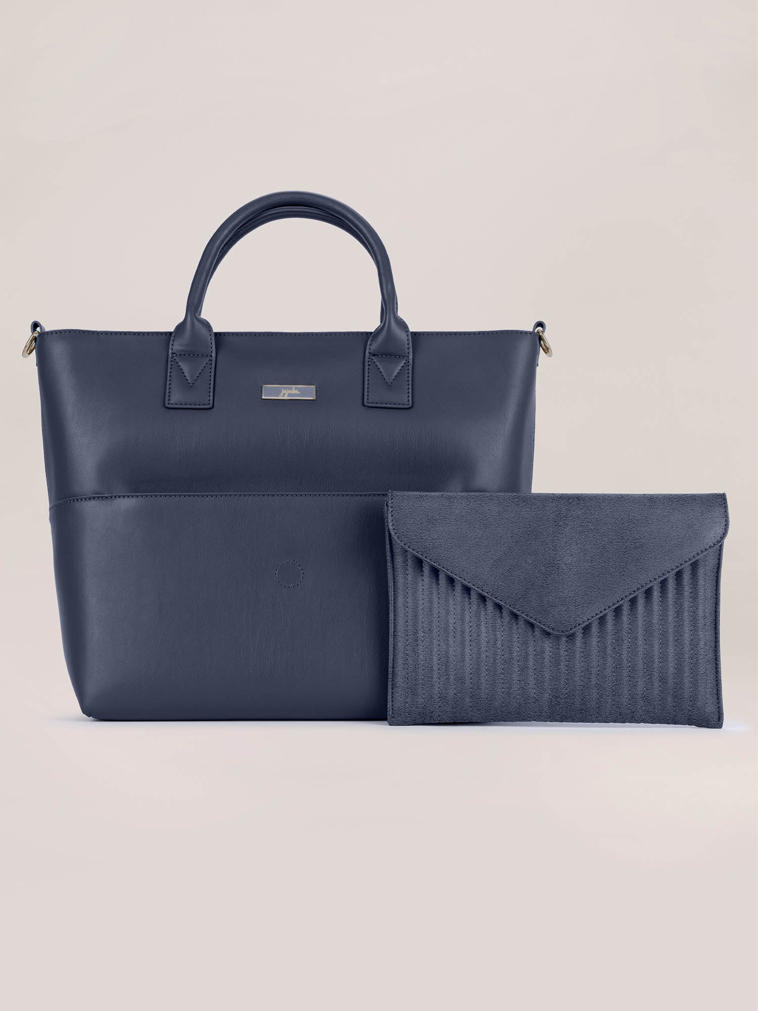 Navy Blue 24-7 Tote Bag with After Hours Clutch separate Front View