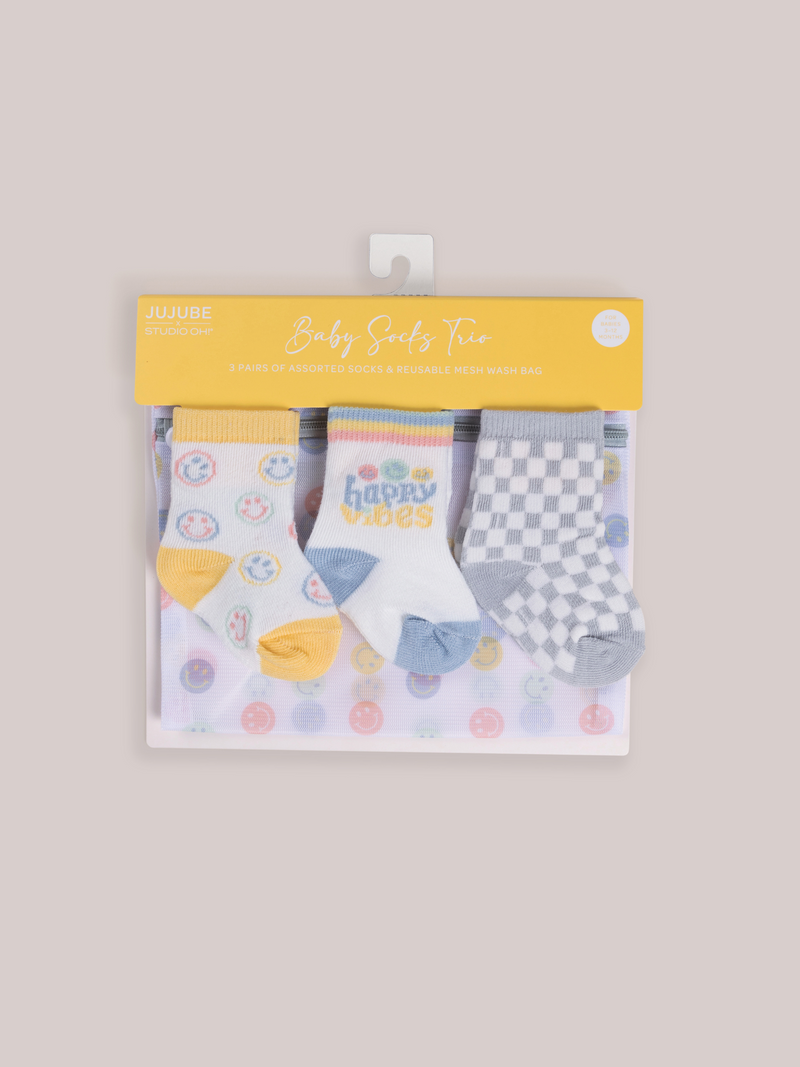 JuJuBe x Studio Oh! 3-Pack Soft Durable Baby Socks Set - Happy