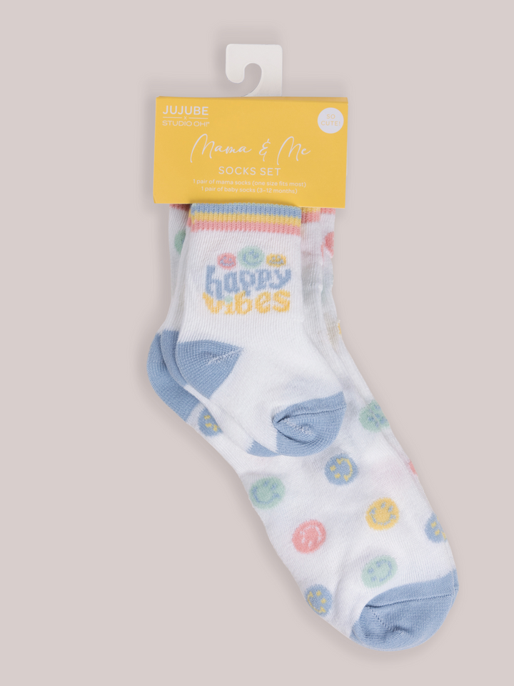 Mama &amp; Me Matching Socks Set -  Happy Baby Vibes