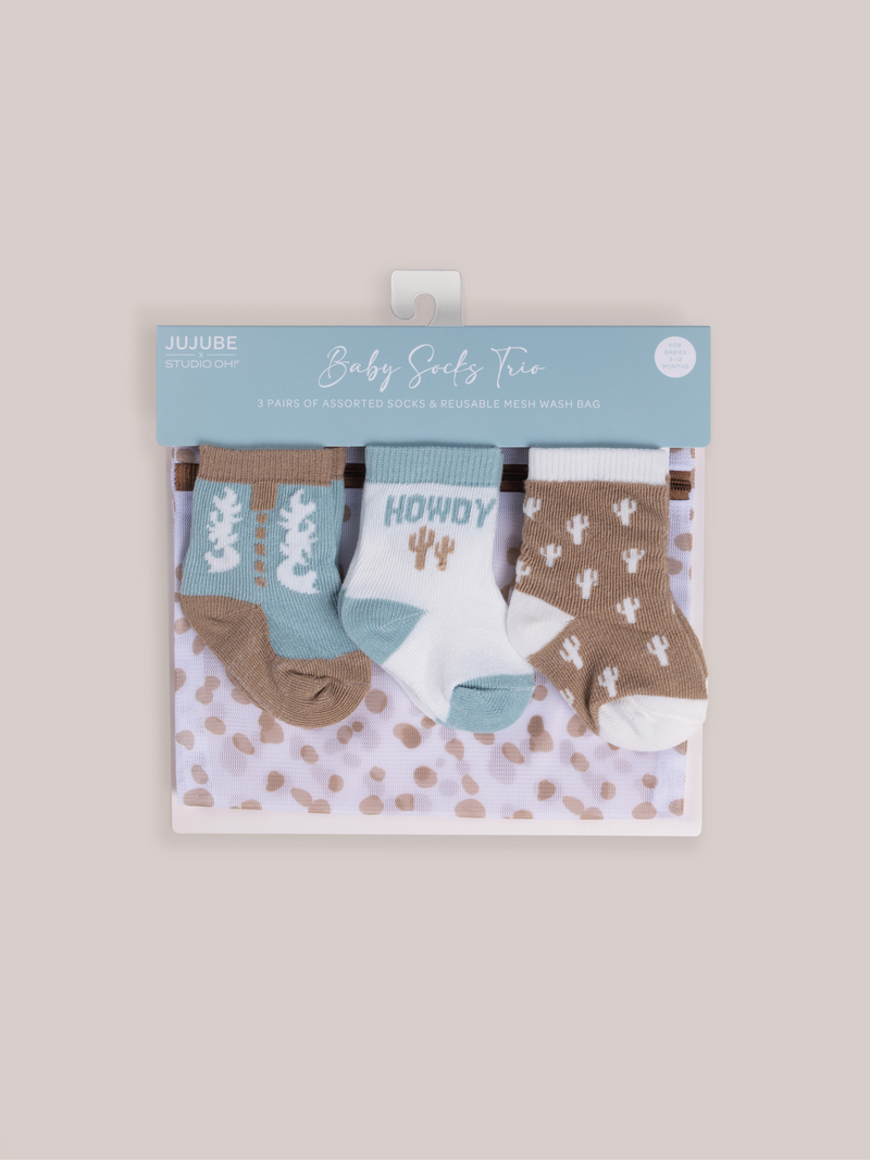 3-Pack Soft Durable Baby Socks Set | Howdy Partner Blue | JuJuBe