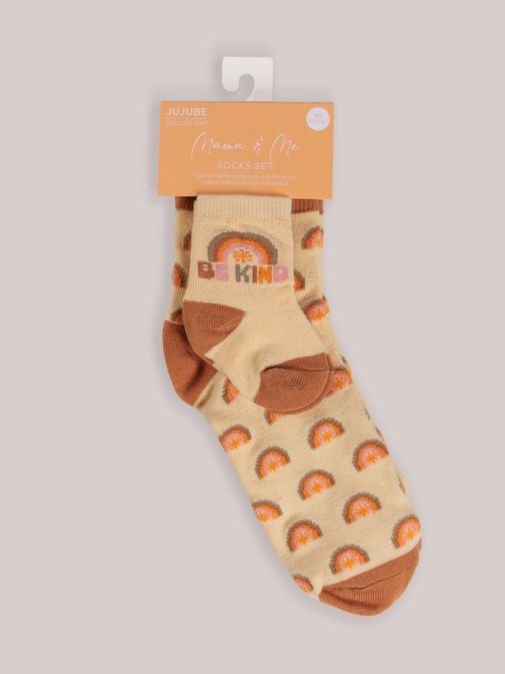 Mama &amp; Me Matching Socks Set - Be Kind Rainbows