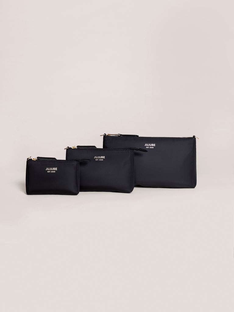JuJuBe Signature 3 Piece Pouch Clutch Purse Set Black