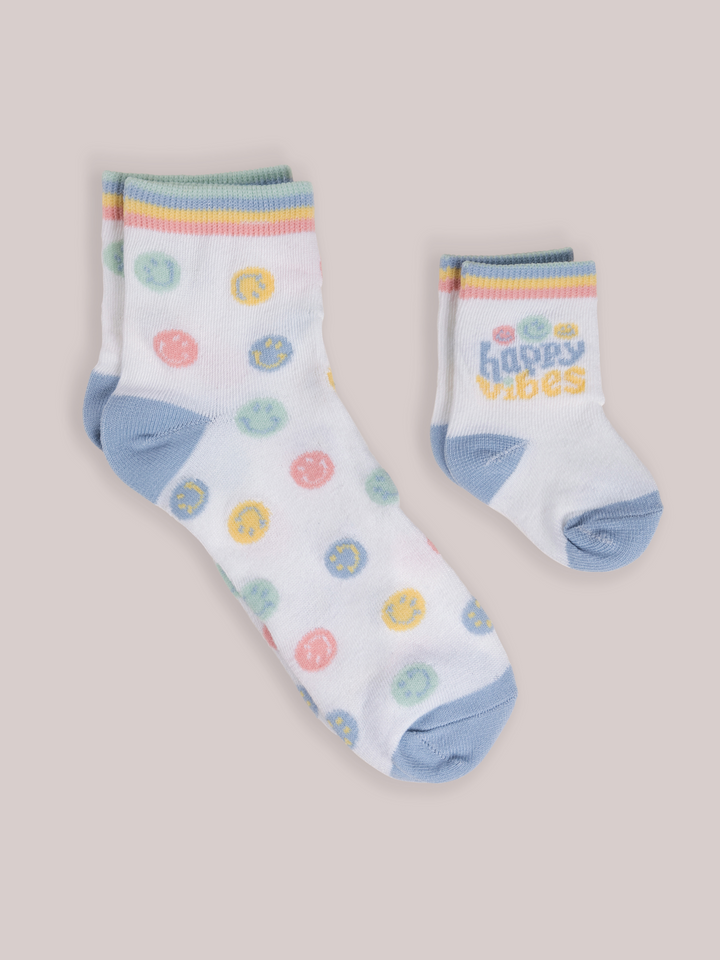 Mama &amp; Me Matching Socks Set -  Happy Baby Vibes