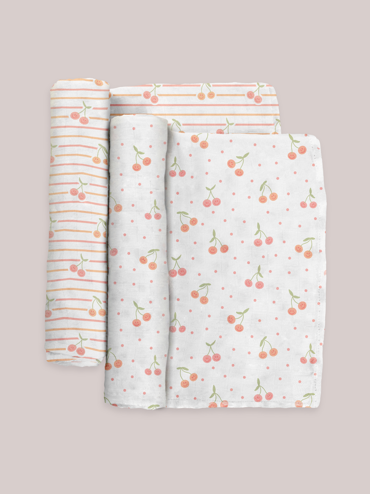 Swaddle Blanket Set - Cherry Cute by Doodle By Meg