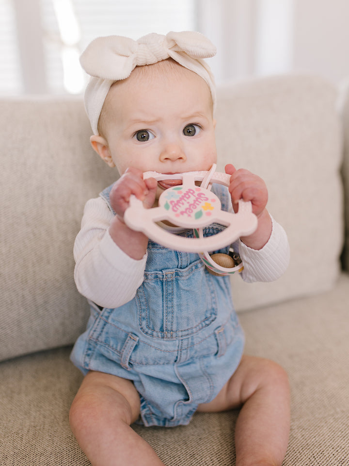 Silicone Teether Ring &amp; Detachable Clip - Sweet Daisy
