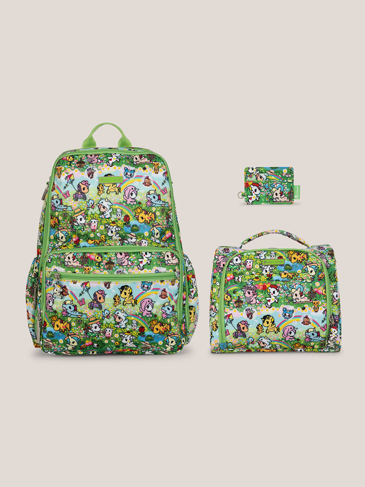 tokidoki Zealous Backpack + Insulated Bag + Be Charged Bundle - Meadow Blooms
