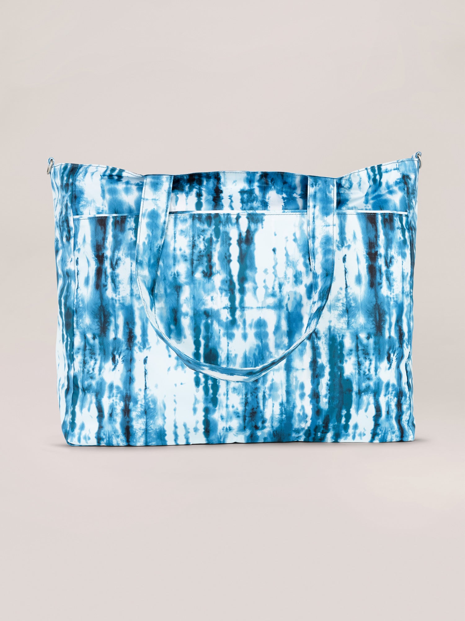 Blue and White Tie Dye Print Super Be Tote Bag Back View