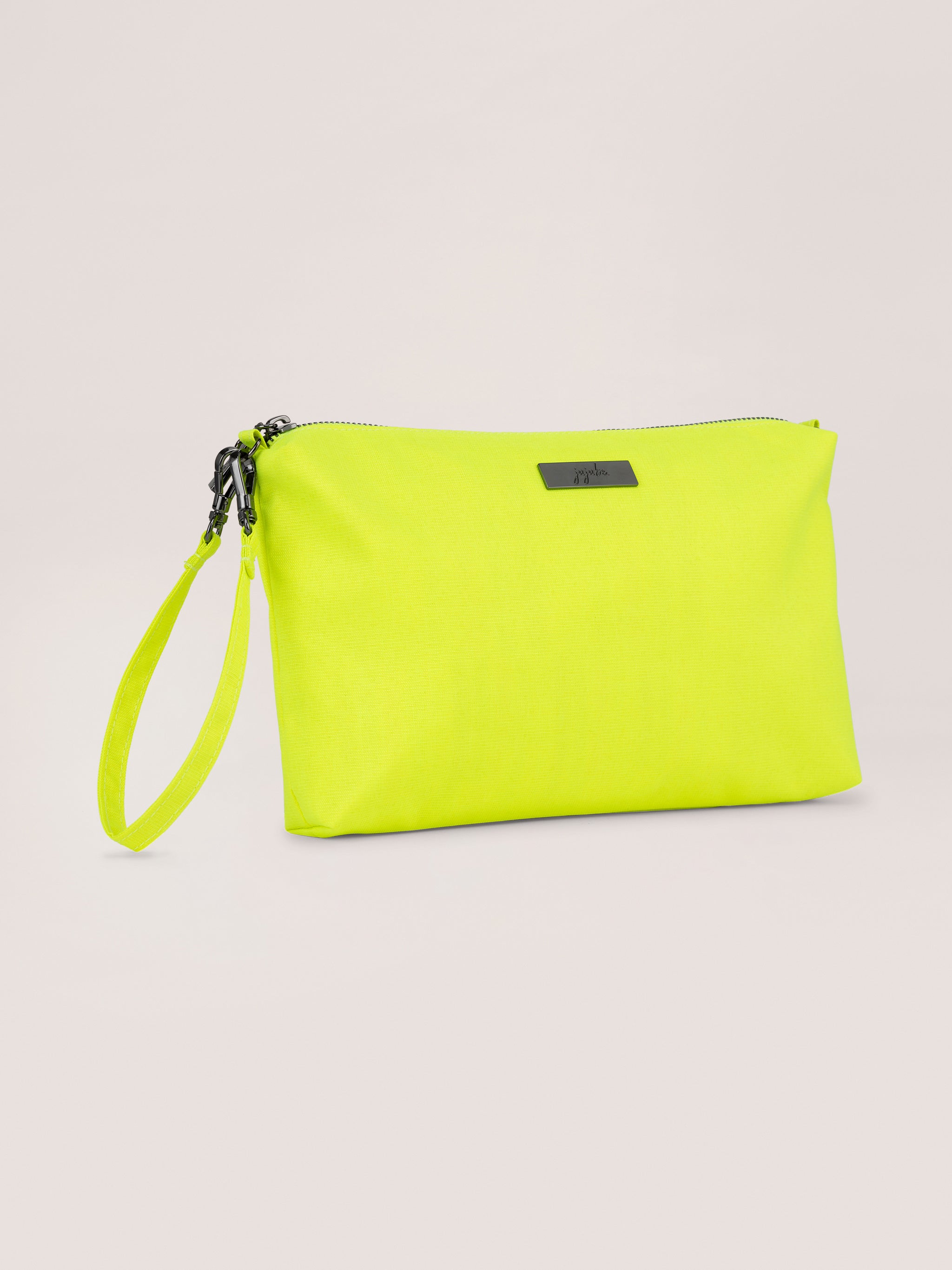 Neon Yellow Be Quick Crossbody Bag Quarter Angle View with Wristlet Strap
