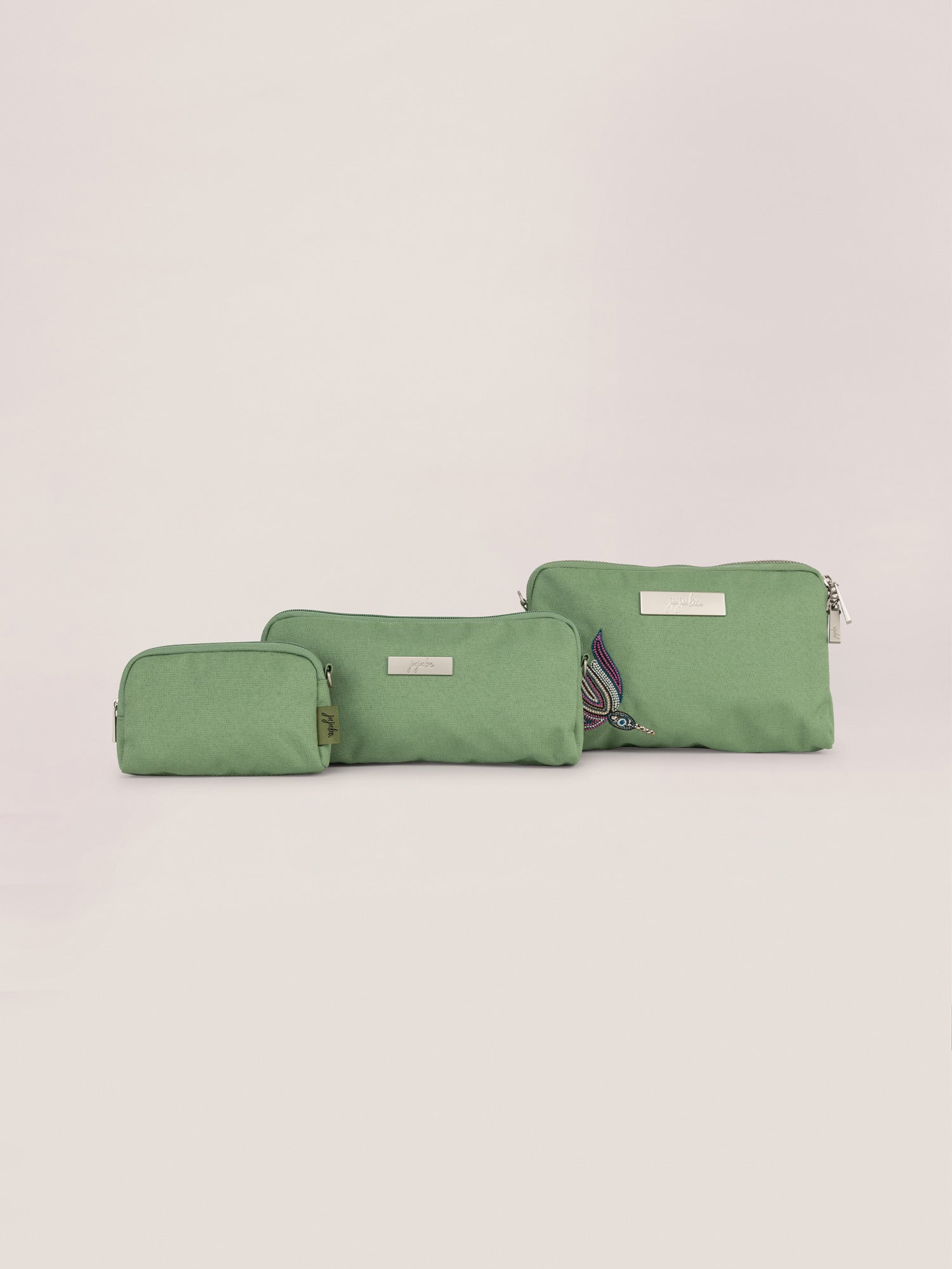 Jade Green with multicolor Bird Embroidery Be Set Front View