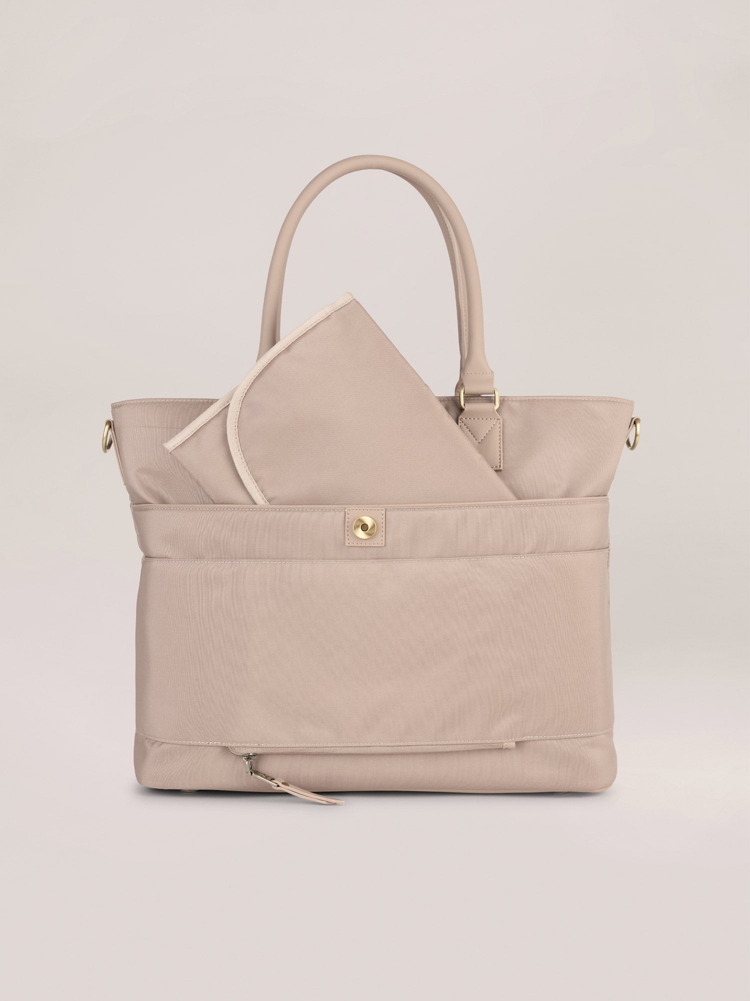 Taupe Eco Tote Bag Back View with Changing Pad