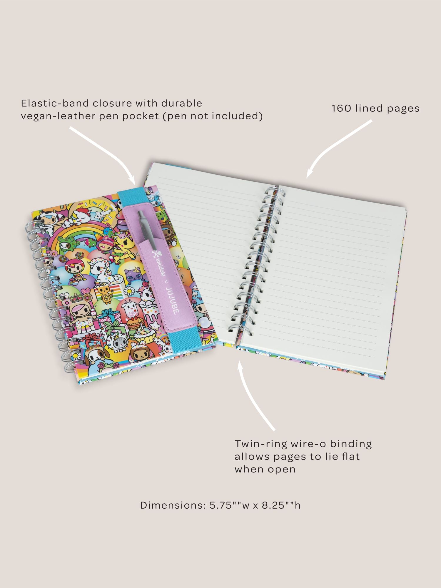 tokidoki Spiral Oliver Notebook with Reusable Pen Pocket - 20th Anniversary Celebration