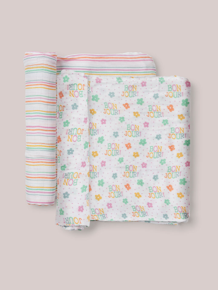 2-Pack Square Swaddle Blanket Set - Bonjour Bébé