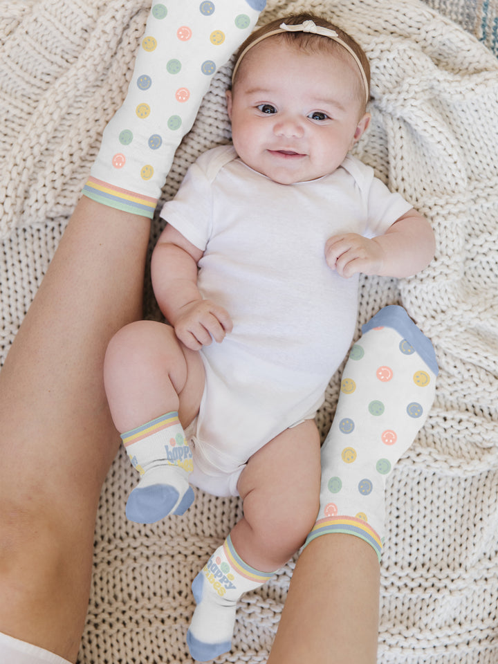 Mama &amp; Me Matching Socks Set -  Happy Baby Vibes