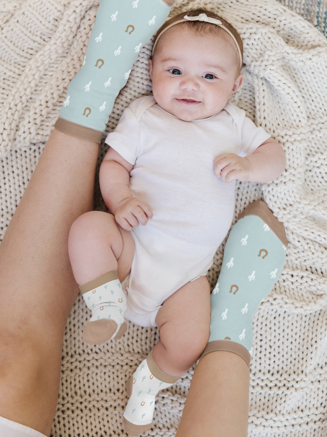 Mama &amp; Me Matching Socks Set - Howdy Partner Blue