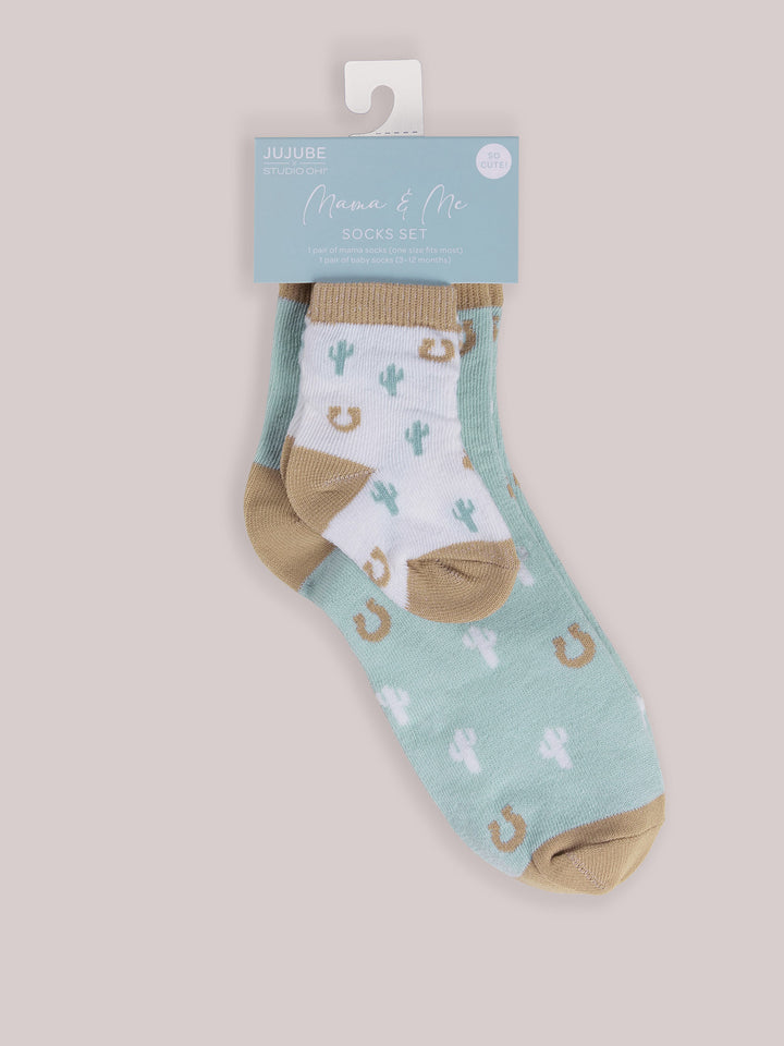 Mama &amp; Me Matching Socks Set - Howdy Partner Blue