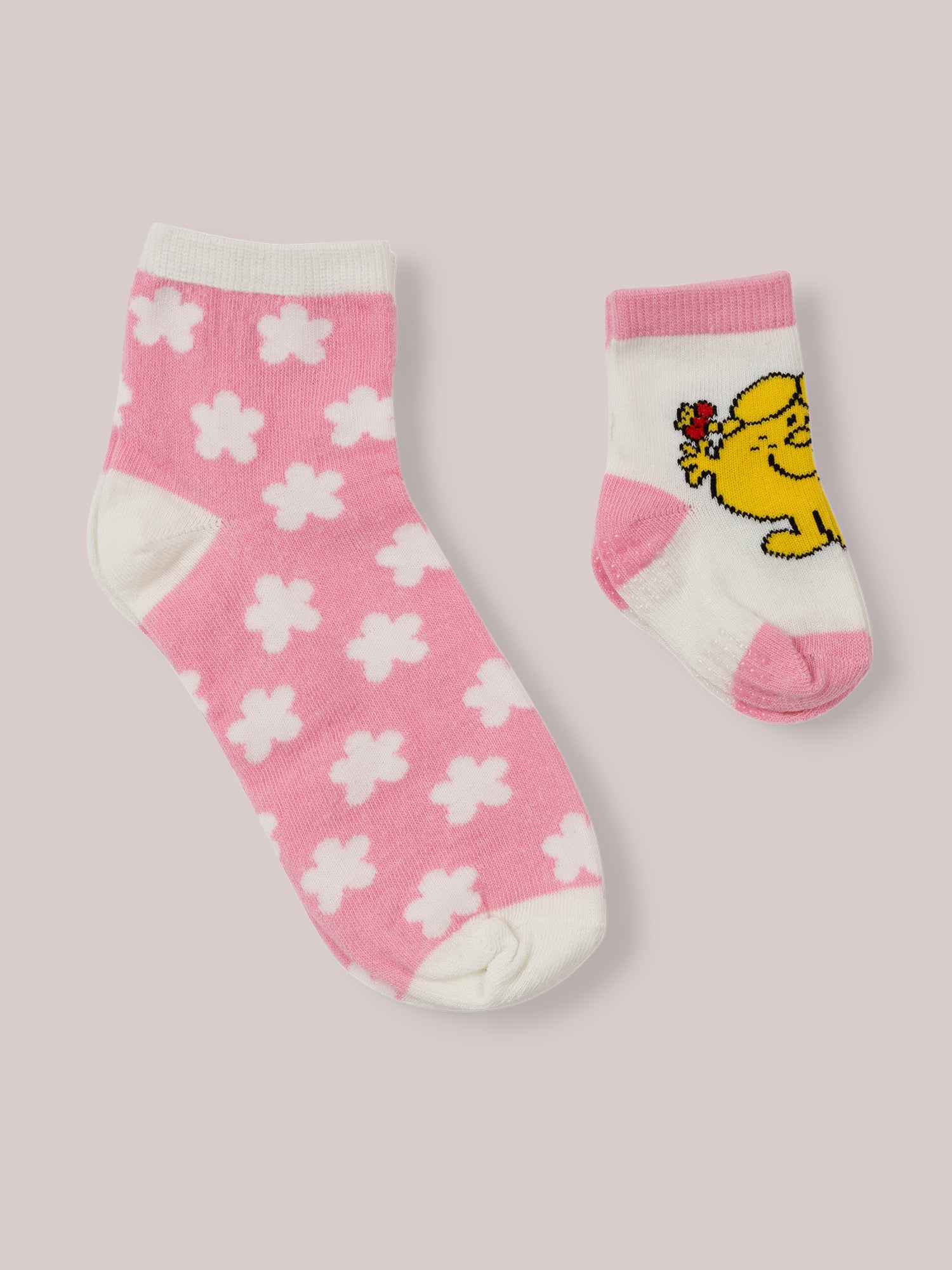 Mama and Baby Little Miss Sunshine socks flat lay
