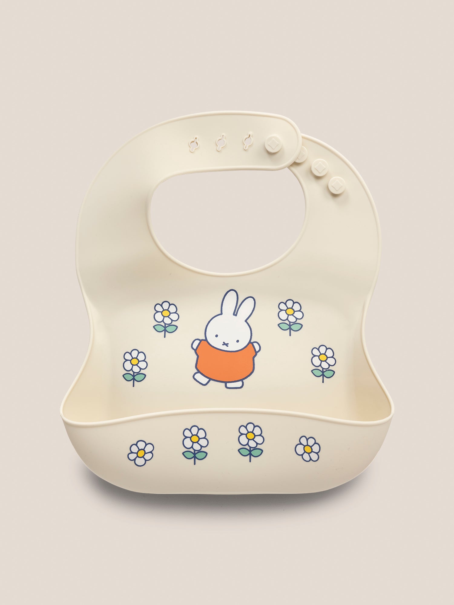 Miffy Flower Fields Silicone Bib - Eggshell