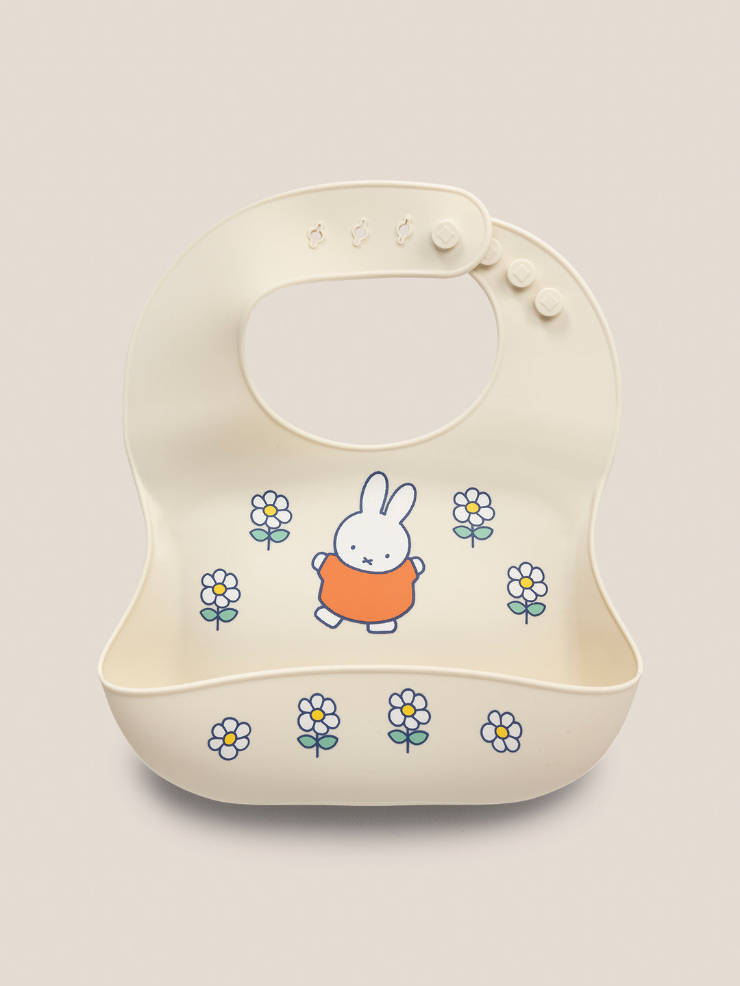 Miffy Flower Fields Silicone Bib - Eggshell