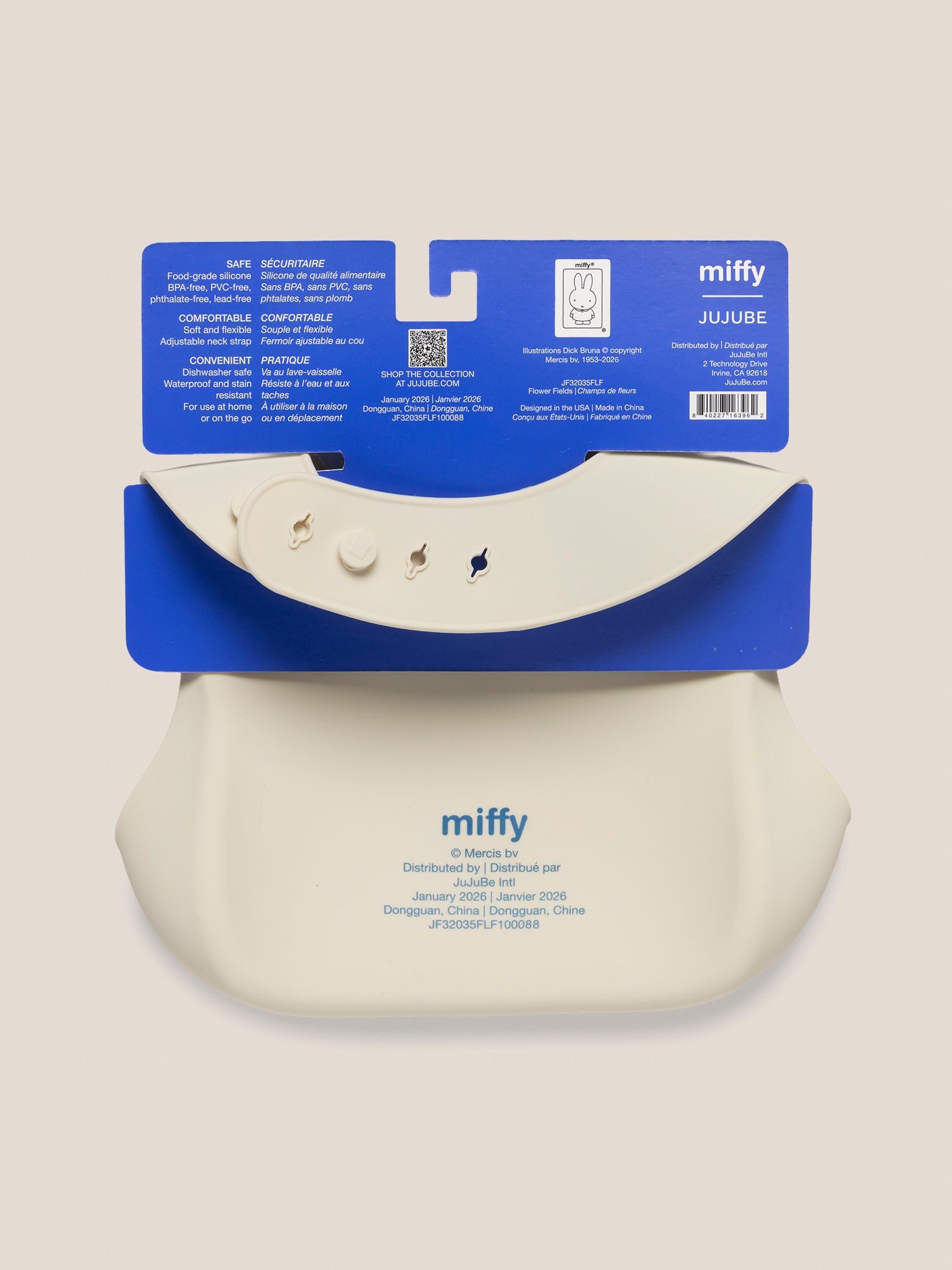 Miffy Flower Fields Silicone Bib - Eggshell