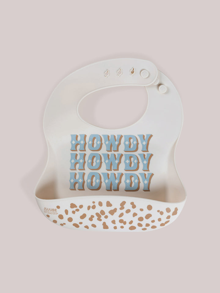 Silicone Bib - Howdy Partner Blue by Caroline Alfreds