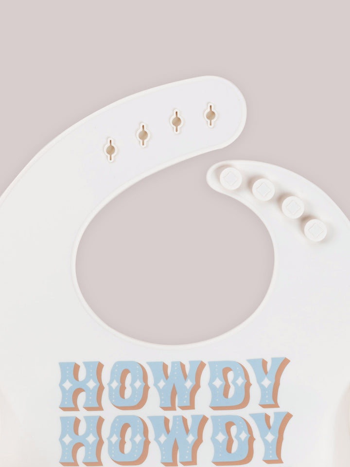 Silicone Bib - Howdy Partner Blue by Caroline Alfreds