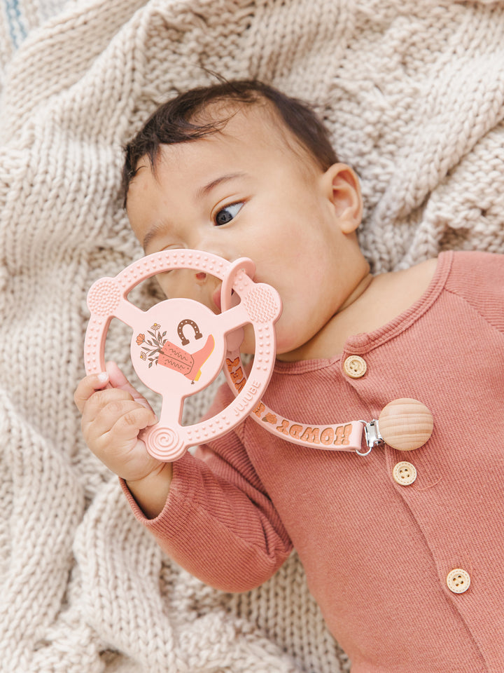 Silicone Teether Ring &amp; Detachable Clip - Bloomin&