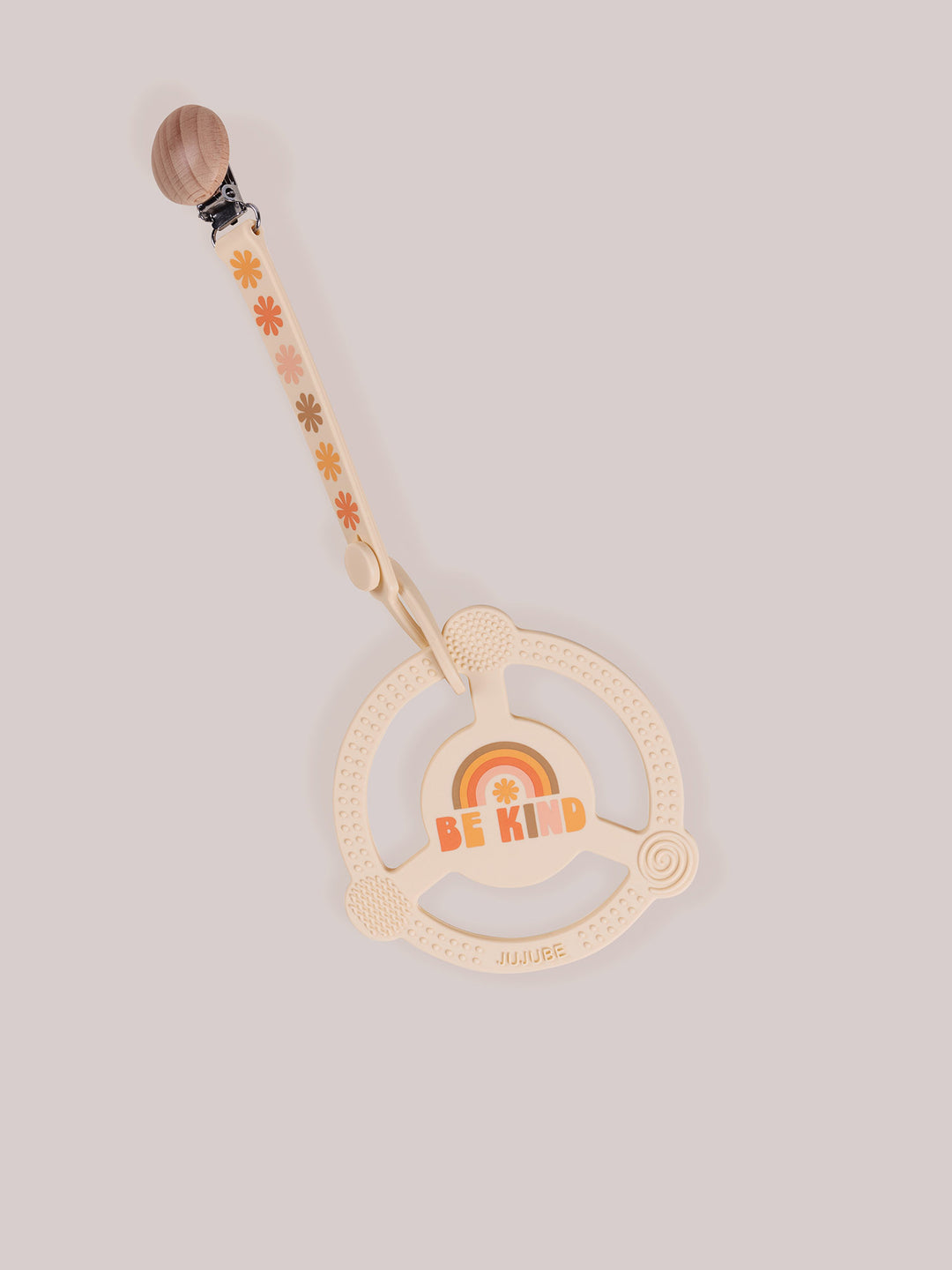 Silicone Teether Ring &amp; Detachable Clip - Be Kind Rainbows