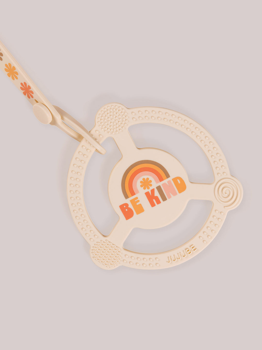 Silicone Teether Ring &amp; Detachable Clip - Be Kind Rainbows