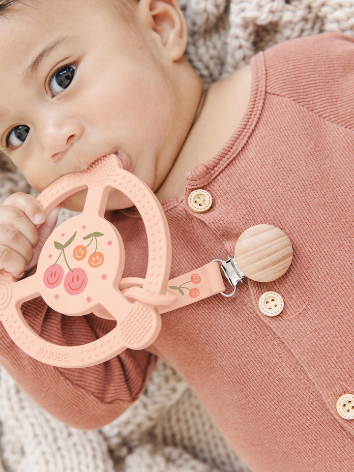 Silicone Teether Ring &amp; Detachable Clip - Cherry Cute by Doodle By Meg