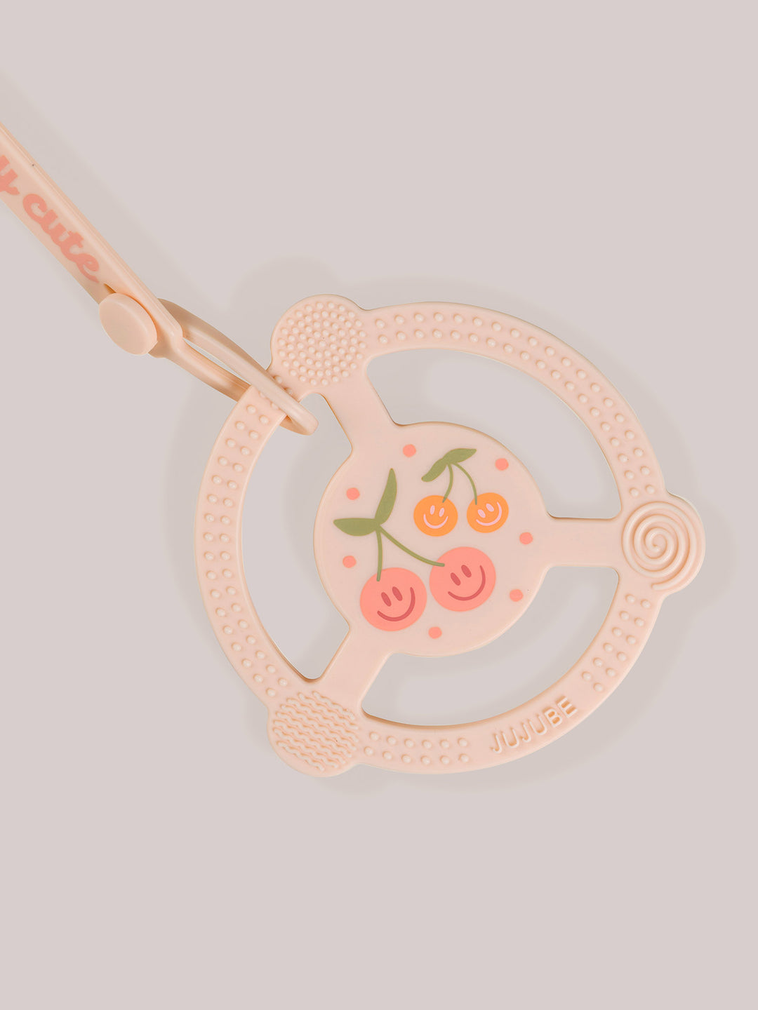 Silicone Teether Ring &amp; Detachable Clip - Cherry Cute by Doodle By Meg