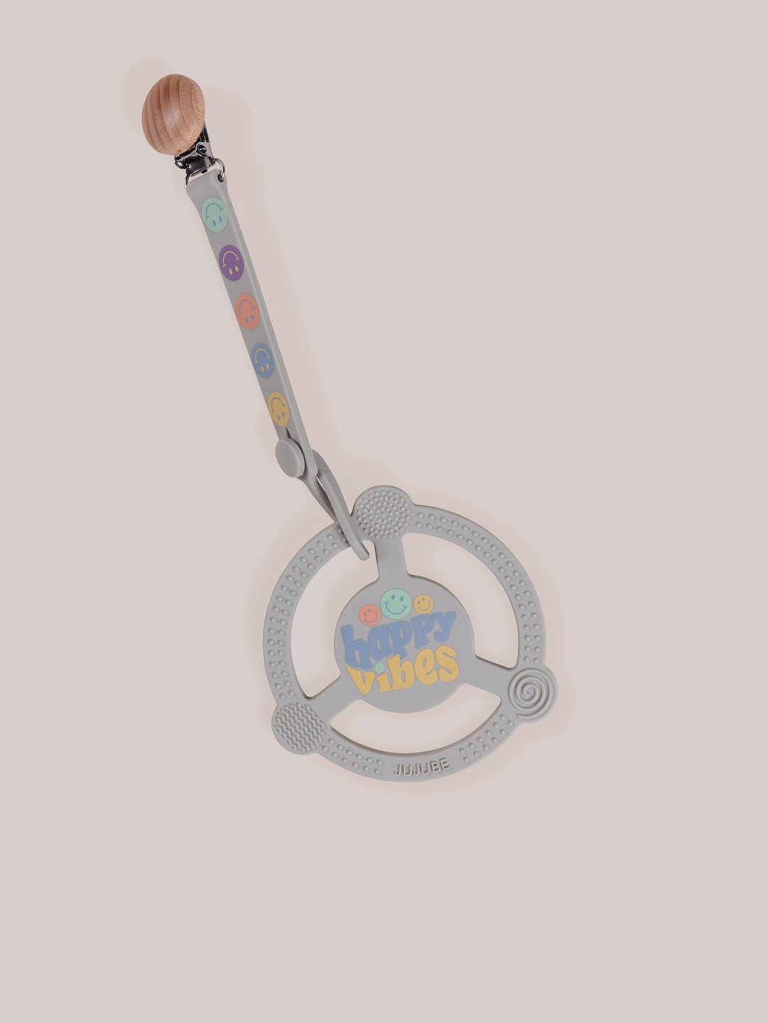 Silicone Teether Ring &amp; Detachable Clip - Happy Baby Vibes