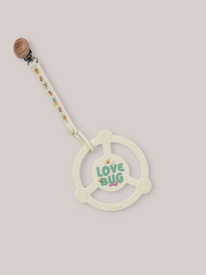 Silicone Teether Ring &amp; Detachable Clip - Love Bug
