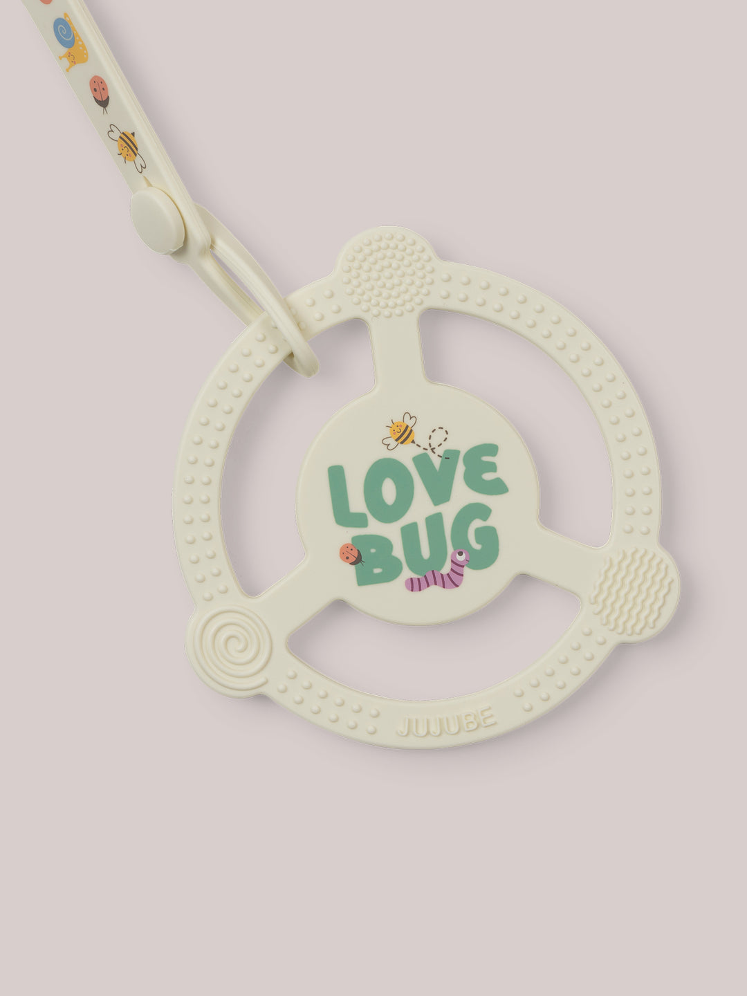 Silicone Teether Ring &amp; Detachable Clip - Love Bug