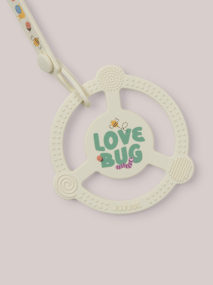 Silicone Teether Ring &amp; Detachable Clip - Love Bug