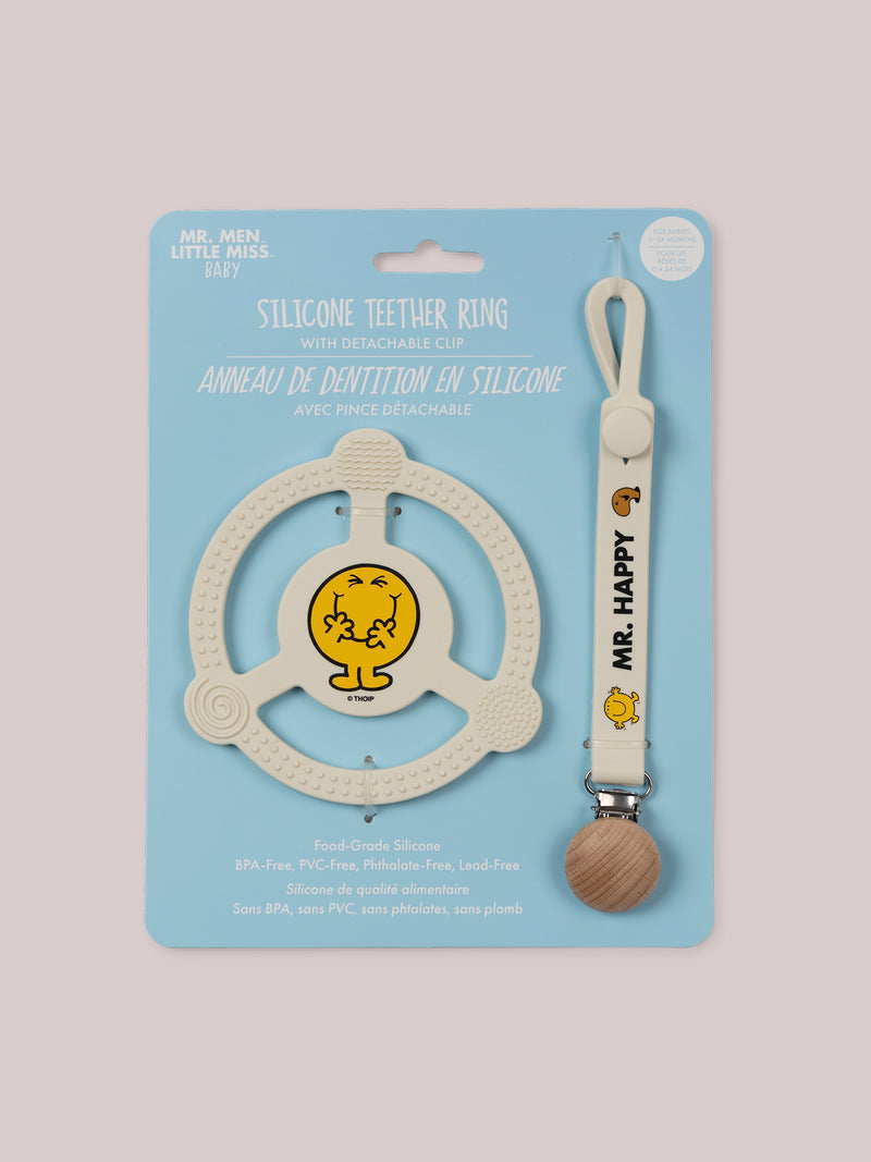 SILICONE TEETHER RING & DETACHABLE CLIP - MR. HAPPY™