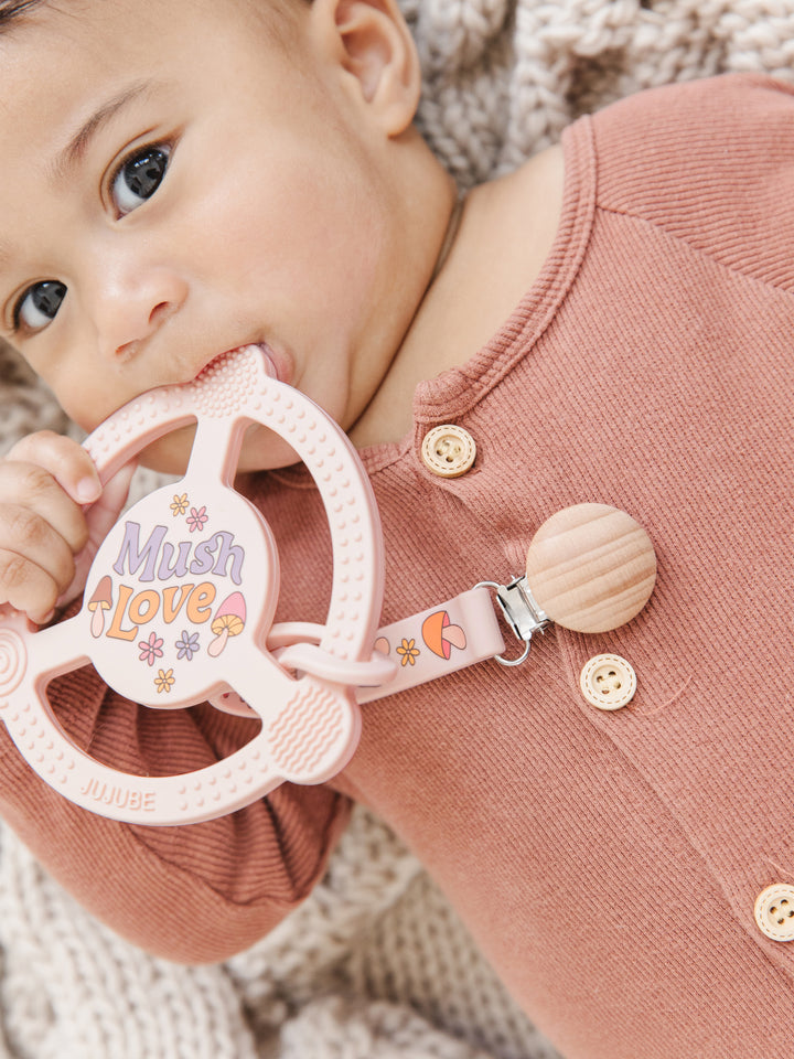 Silicone Teether Ring &amp; Detachable Clip - Mushy Love