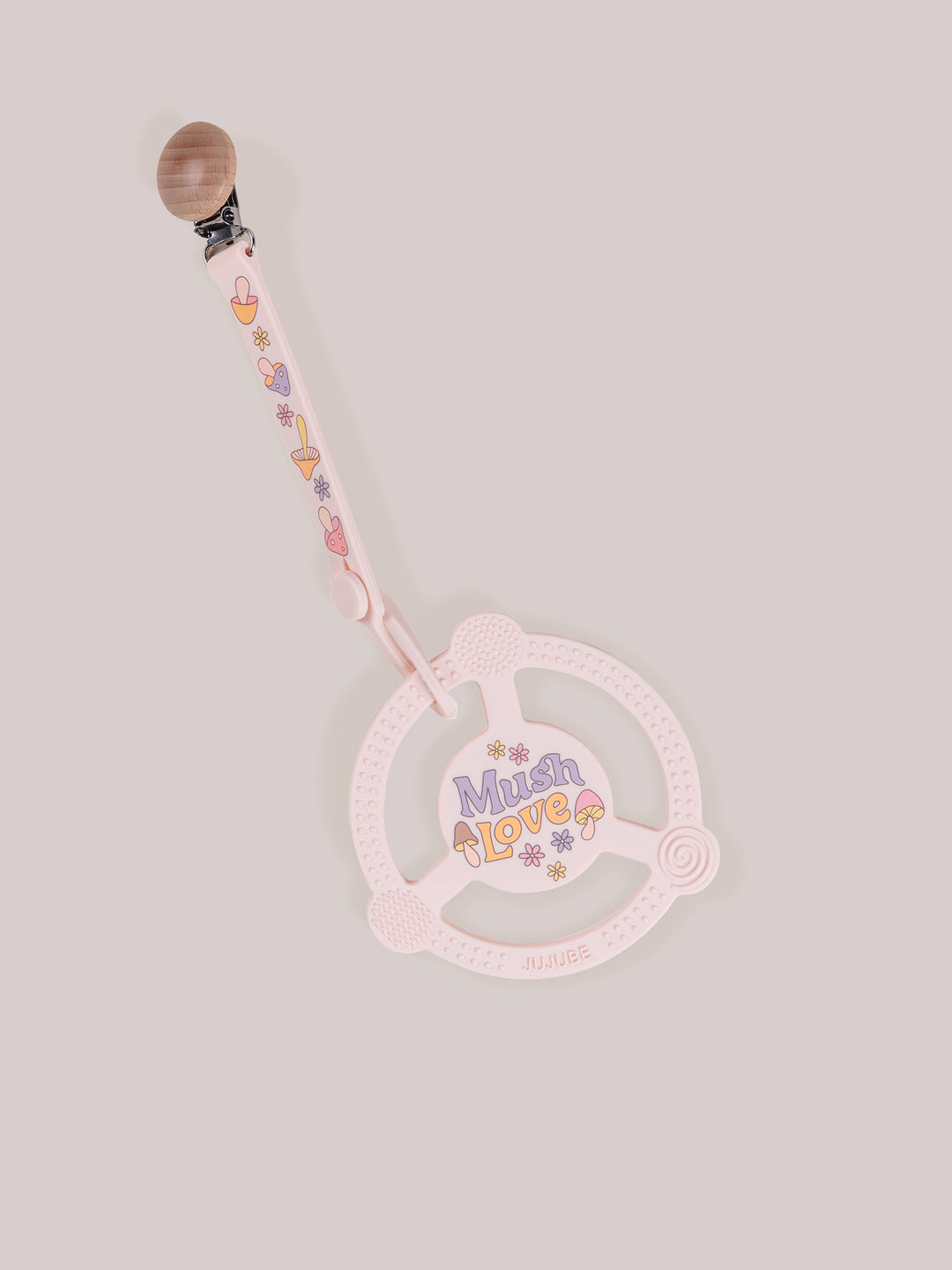 Silicone Teether Ring &amp; Detachable Clip - Mushy Love