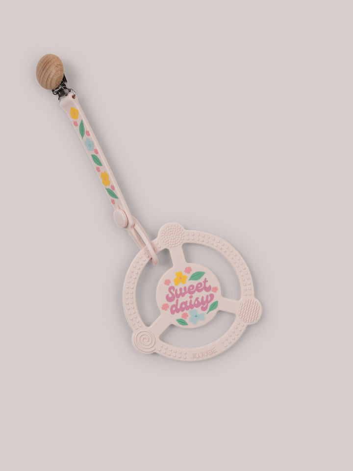 Silicone Teether Ring &amp; Detachable Clip - Sweet Daisy