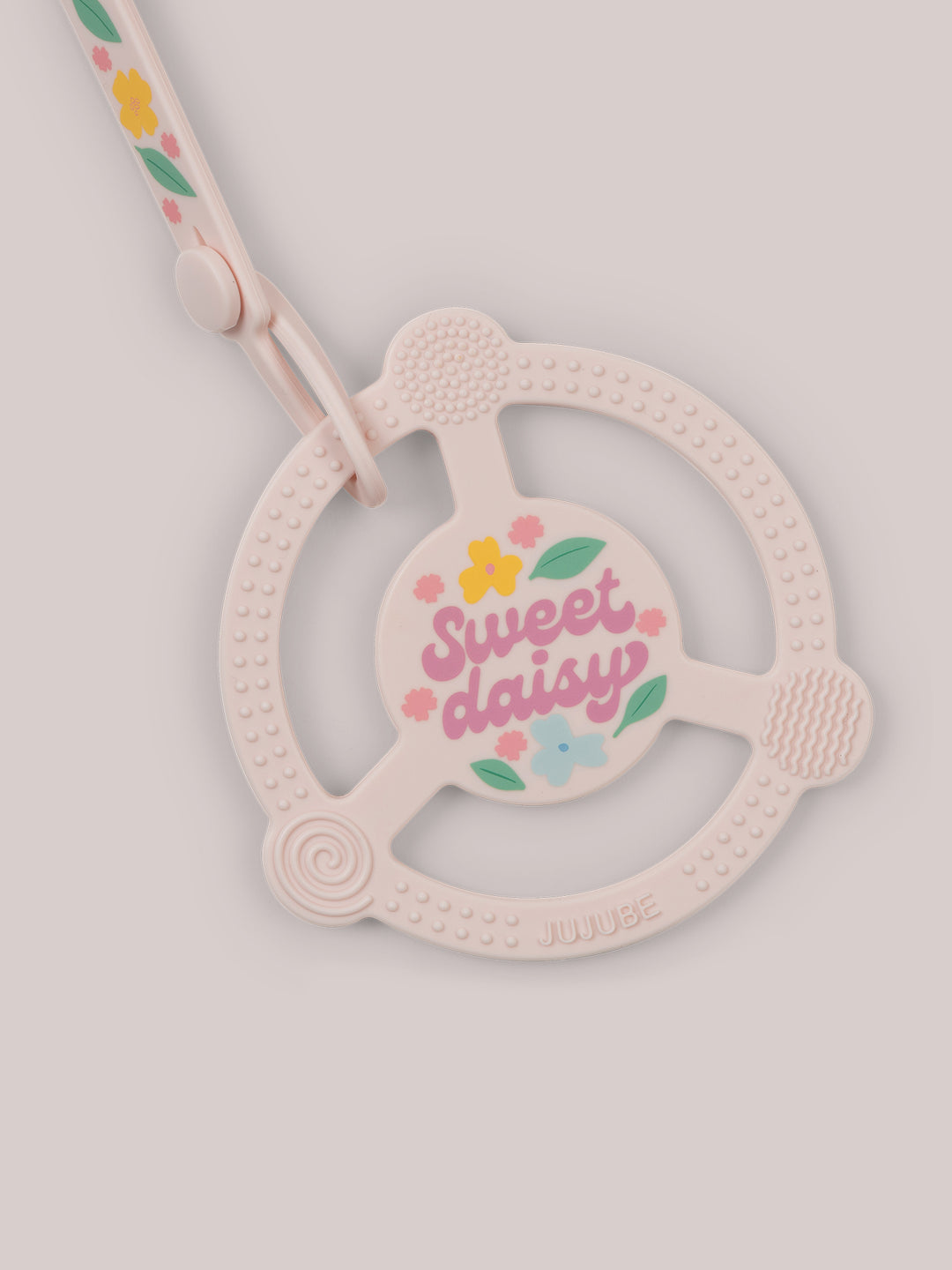 Silicone Teether Ring &amp; Detachable Clip - Sweet Daisy