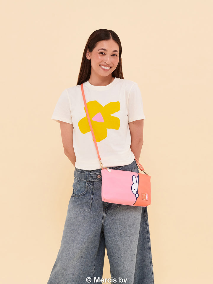 Miffy Flower Fields Be Quick Clutch - Pink &amp; Orange