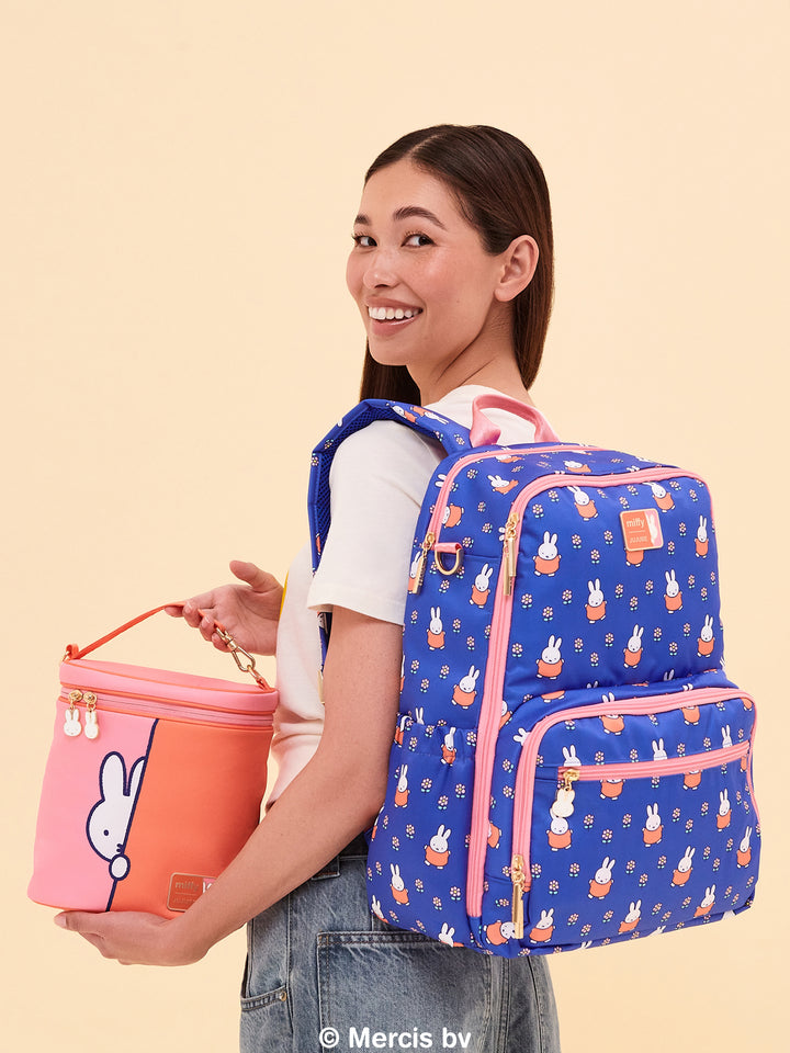 Miffy Flower Fields Zealous Diaper Bag Backpack - Blue &amp; Orange