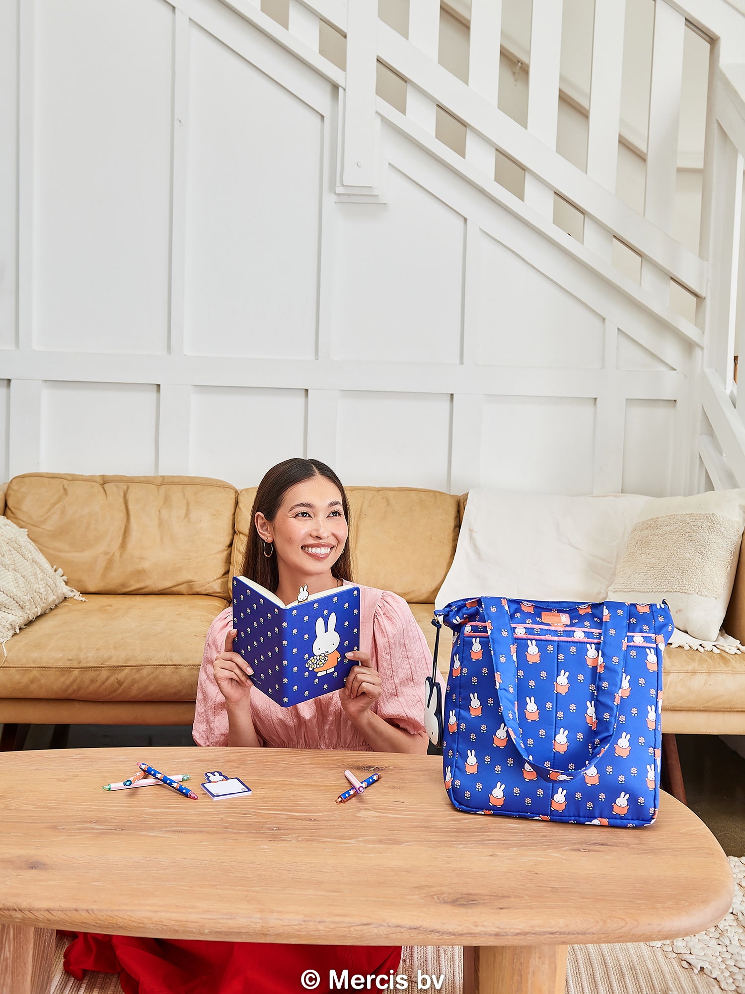 Miffy Flower Fields Be Light Tote Bag - Blue & Orange