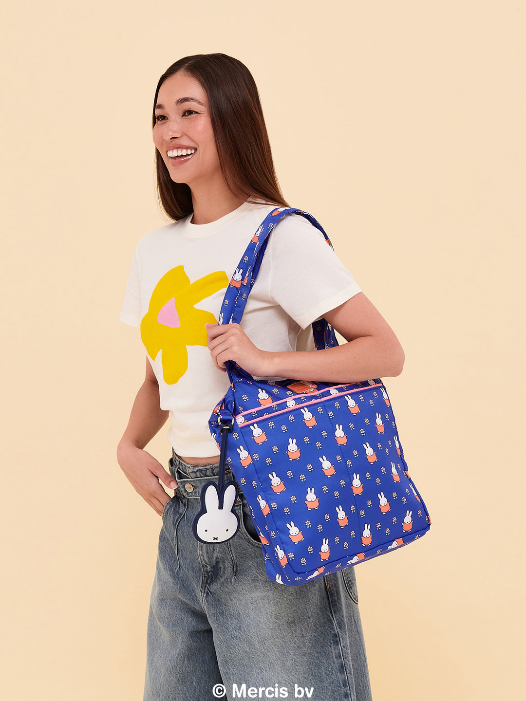 Miffy Flower Fields Be Light Tote Bag - Blue &amp; Orange