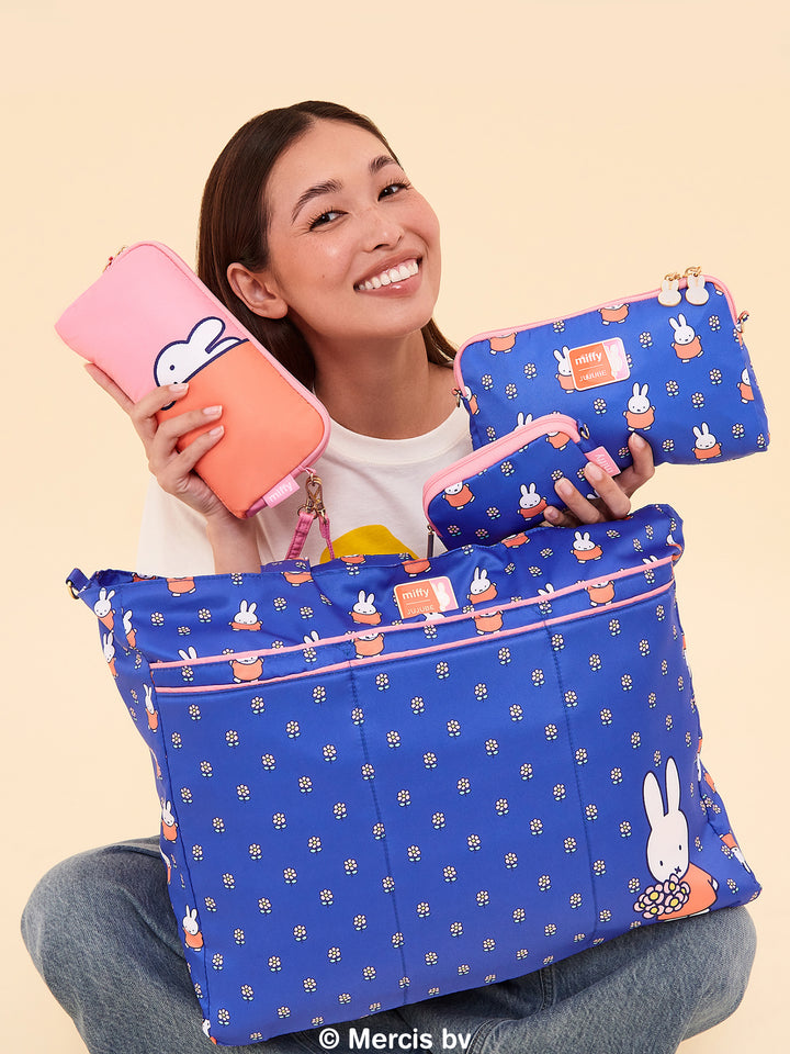 Miffy Flower Fields Super Be large Diaper Bag Duffel - Blue &amp; Orange