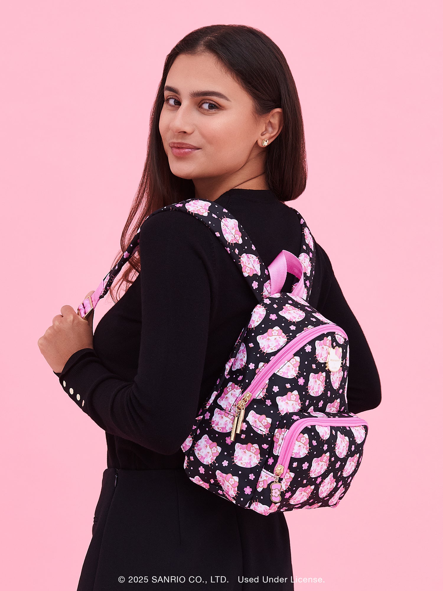 black and pink mini hellokitty backpack JuJuBe Everyday Mini Backpack, Cherry Blossoms