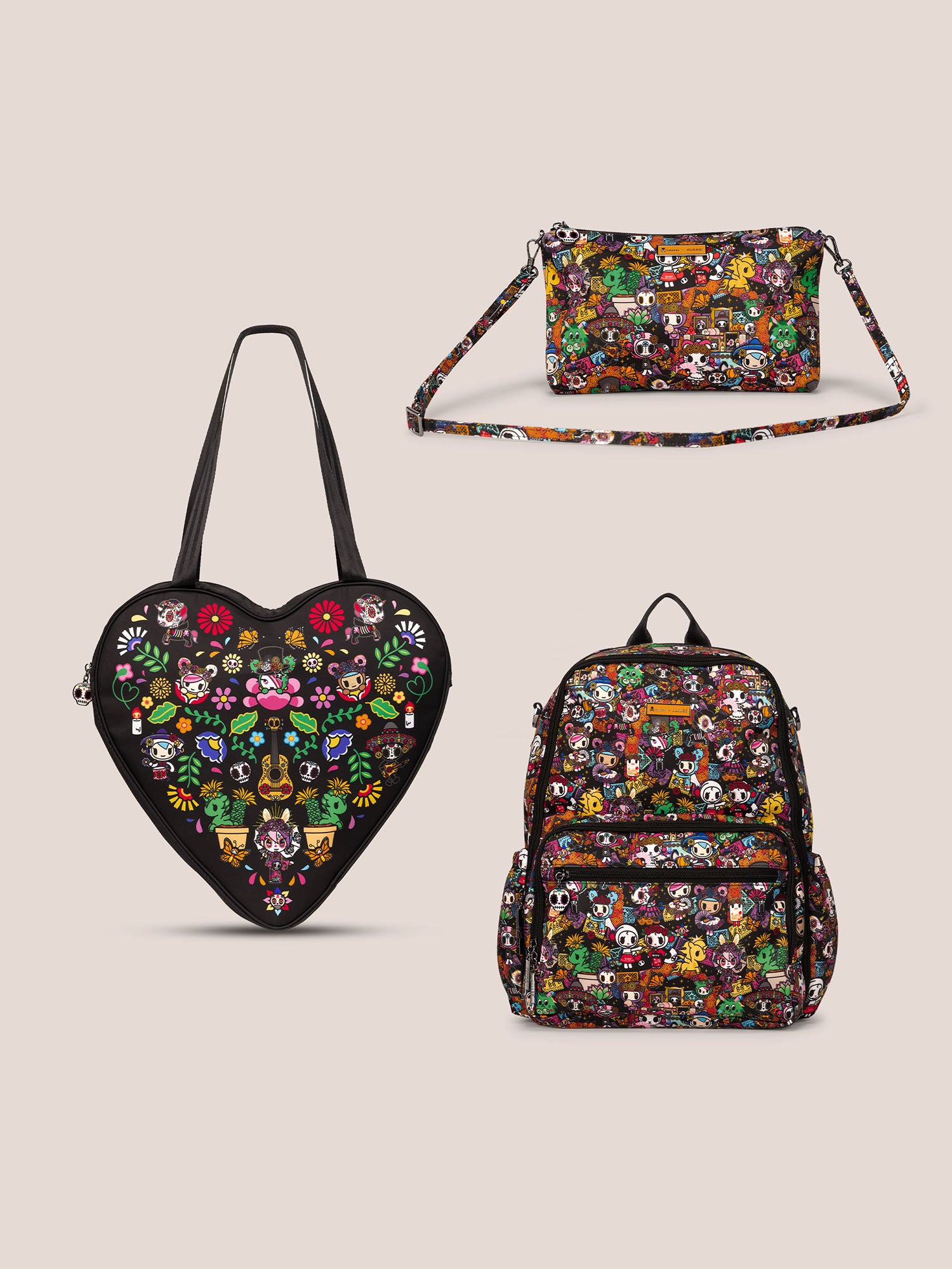 tokidoki Zealous Backpack + Heart Tote + Be Quick Bundle - Dia de los Muertos