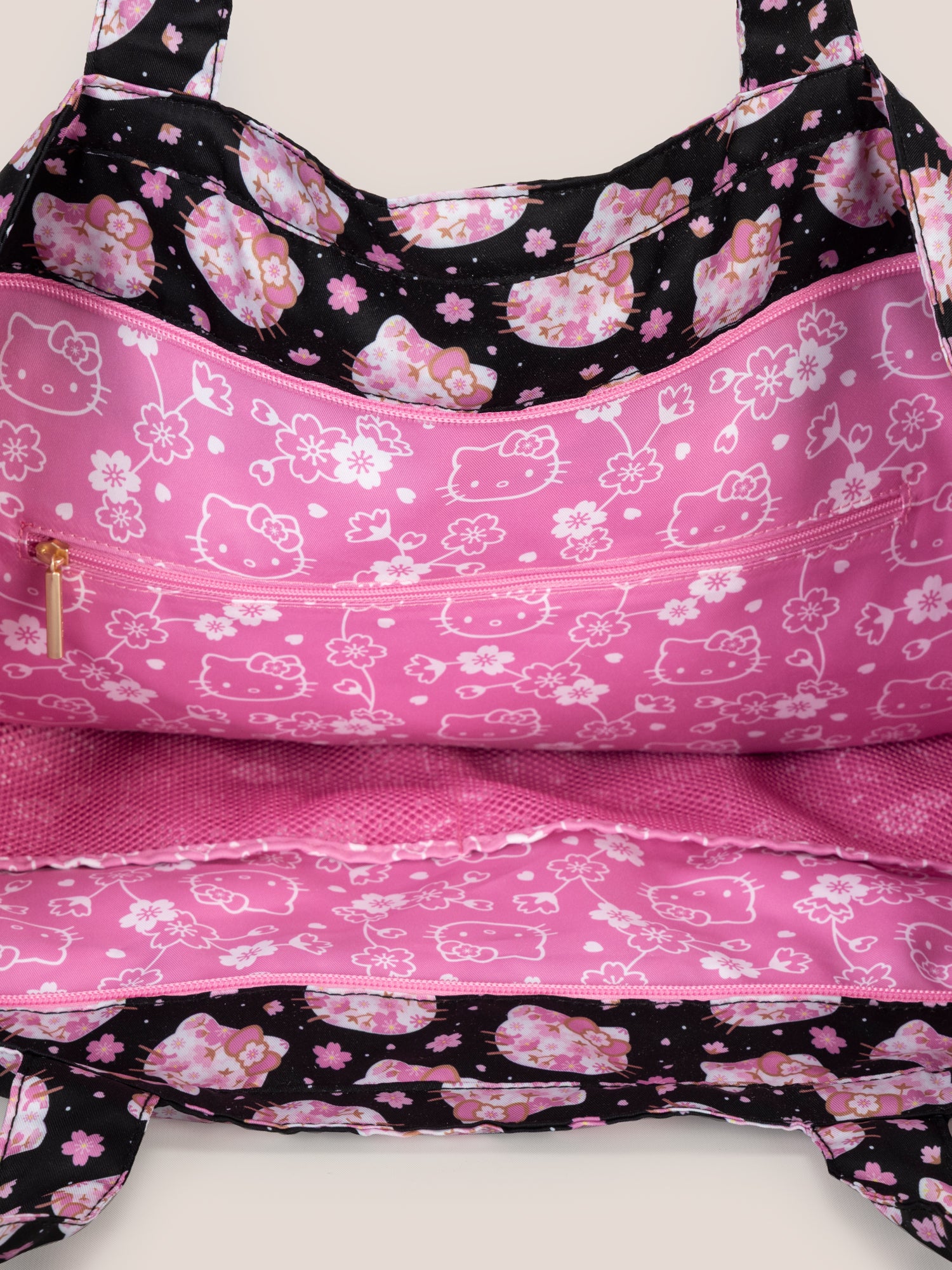 Hello Kitty® × JuJuBe Cherry Blossoms Super Be Large Diaper Bag Duffel — Black and Pink