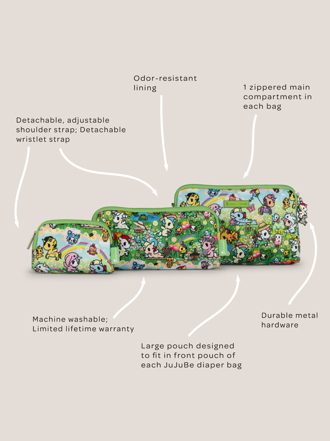 tokidoki Be Set 3-Piece Pouch Set - Meadow Blooms