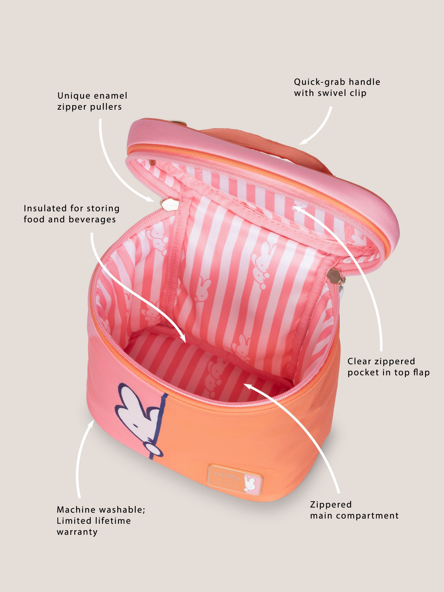 Miffy Flower Fields Fuel Cell Insulated Bottle Bag - Pink & Orange